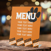 Signe De Table Pawprint Orange et Noir Menu de Graduation