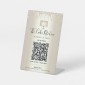 Signe De Table Payer ici avec code QR doré Gâteau de boulangerie  (Recto)