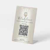 Signe De Table Payer ici avec code QR doré gouttes de brillance à (Recto)