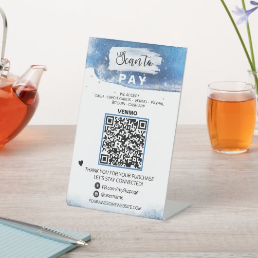 Signe De Table *~* PAYER QR code Table Table Tente Piéton Signal (In SItu)