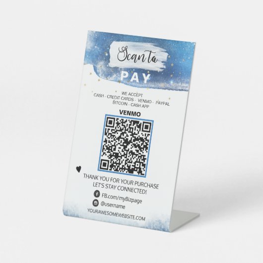 Signe De Table *~* PAYER QR code Table Table Tente Piéton Signal (Recto)