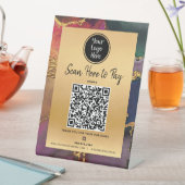 Signe De Table Payez ici Code QR Logo Gold Purple Navy Agate (In SItu)