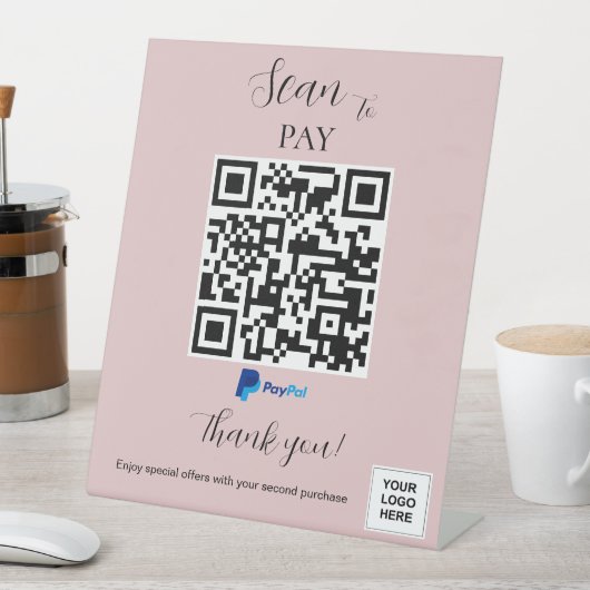 Signe De Table Paypal paiement QR code Pink Blush (In SItu)