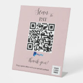 Signe De Table Paypal paiement QR code Pink Blush (Recto)