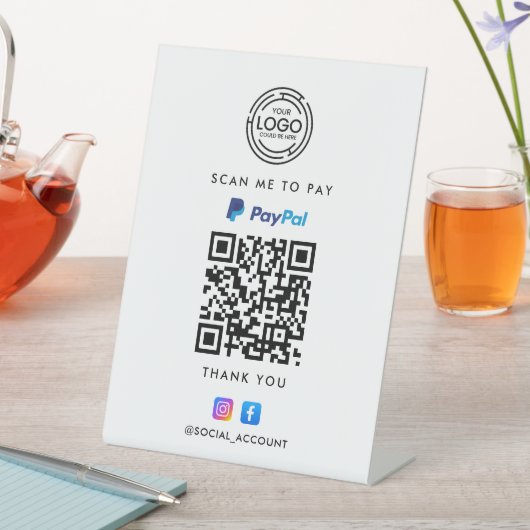 SIGNE DE TABLE PAYPAL QR CODE SCAN POUR PAYER VOTRE LOGO (In SItu)