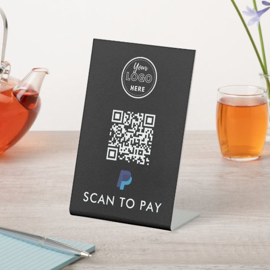 Signe De Table Paypal QR Code Scan to Pay Professional Logo Black (In SItu)
