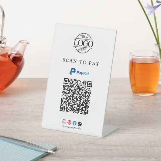Signe De Table PayPal Scan To Pay Logo Code QR Entreprise pour Ta (In SItu)
