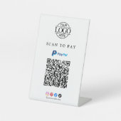 Signe De Table PayPal Scan To Pay Logo Code QR Entreprise pour Ta (Recto)