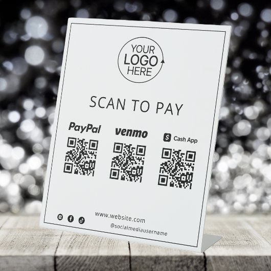 Signe De Table PayPal Venmo Cash App Black Icons Paiement Mobile