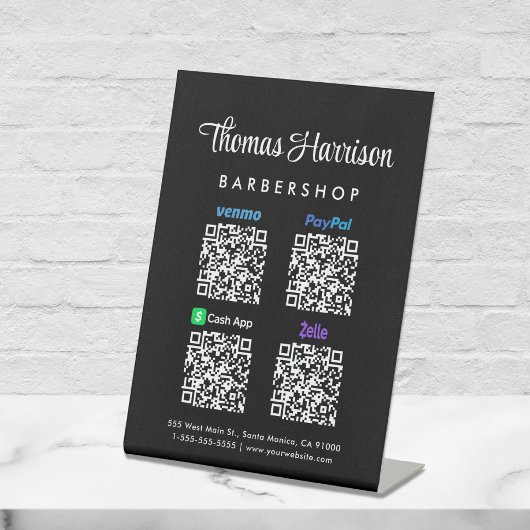 Signe De Table Paypal Venmo CashApp Zelle Code QR Scan pour Payer