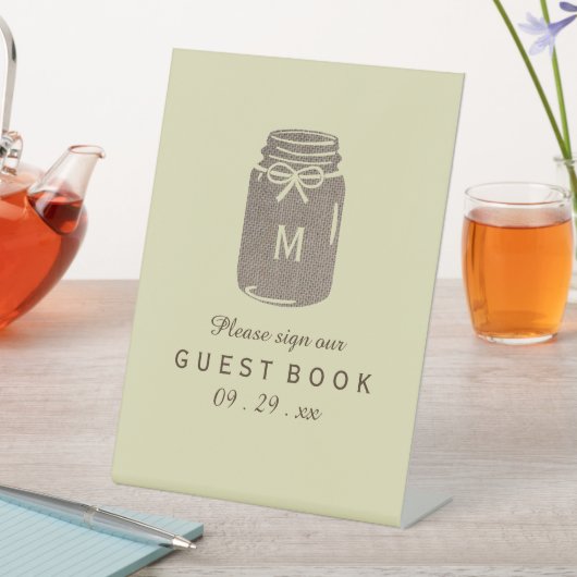Signe De Table Pays Burlap Mason Jar Mariage (In SItu)