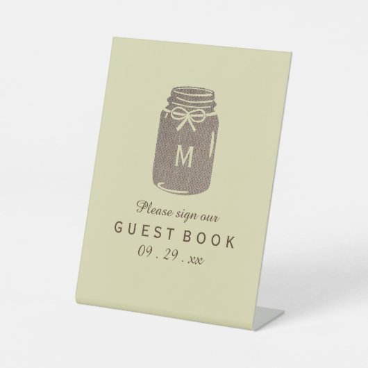Signe De Table Pays Burlap Mason Jar Mariage (Recto)