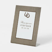 Signe De Table Pays Rustique Horseshoe Sur Burlap (Recto)