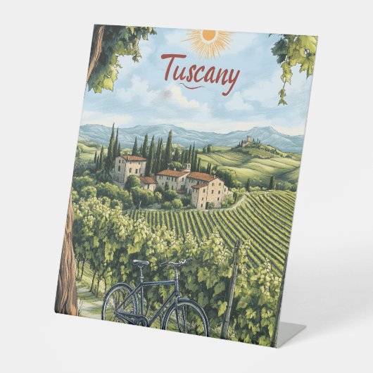 Signe De Table Paysage toscan avec vignobles et un vélo (Recto)
