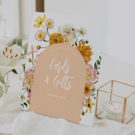 Signe De Table Peach Floral Arch Cartes et Cadeaux