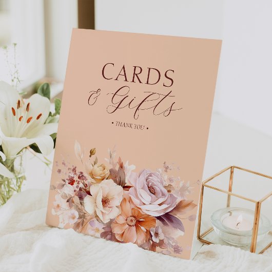 Signe De Table Peach Floral Fall Baby showers Cartes & Cadeaux