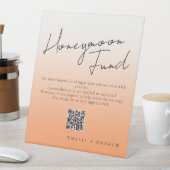 Signe De Table Peach Orange Fuzz Script Minimal Mariage élégant (In SItu)