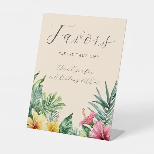 Signe De Table Peach Watercolor Fleurs tropicales Mariages Faveur (Recto)