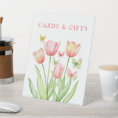 Signe De Table Peachy Watercolor Tulips Floral  (In SItu)