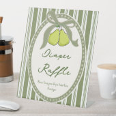 Signe De Table Pear sage green retro baby shower diapper raffle (In SItu)