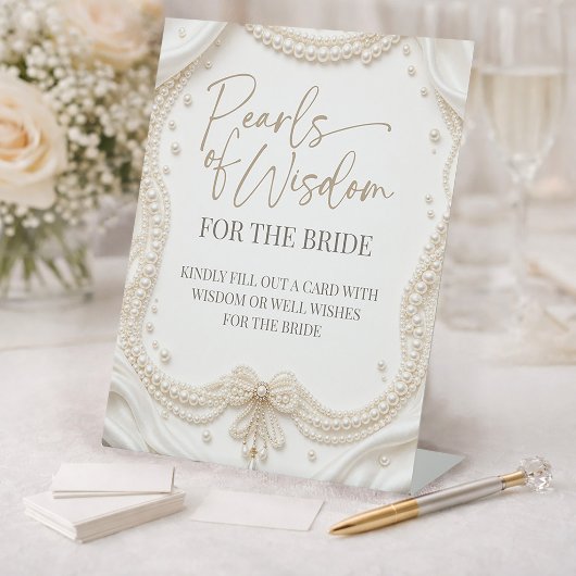 Signe De Table Pearls of Wisdom Bridal Shower Sign