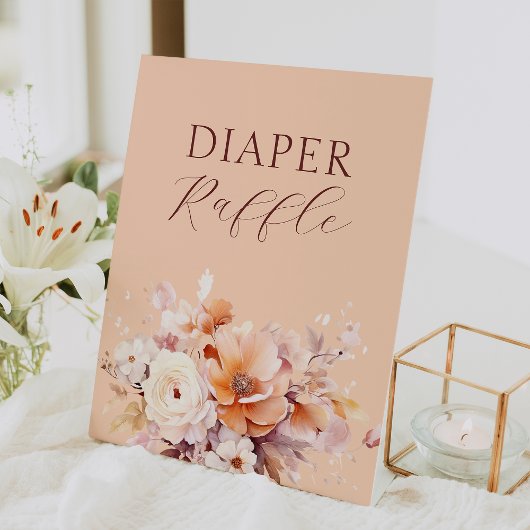 Signe De Table Pêcher Baby shower de chute Floral Déchets Raffin