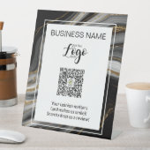 Signe De Table Pedestal QR Code Review Sign – Review (In SItu)