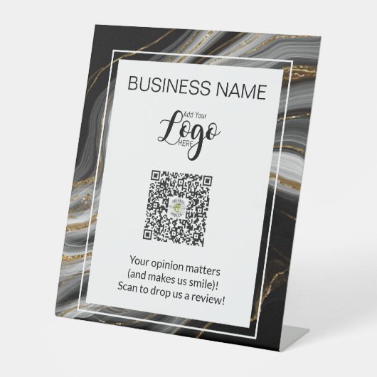 Signe De Table Pedestal QR Code Review Sign – Review (Recto)