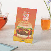 Signe De Table Pedestal Sign – Burger QR Menu Display (In SItu)