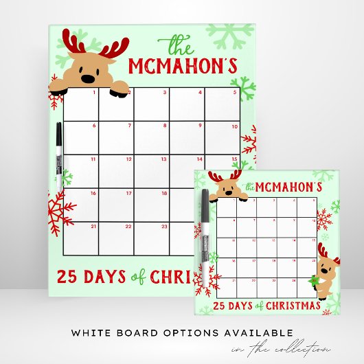 Signe De Table Peeking Reinder 25 Jours d'activité de Noël