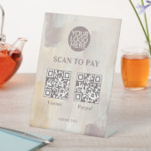 Signe De Table Peint Abstrait deux façons de payer code QR scanna (In SItu)