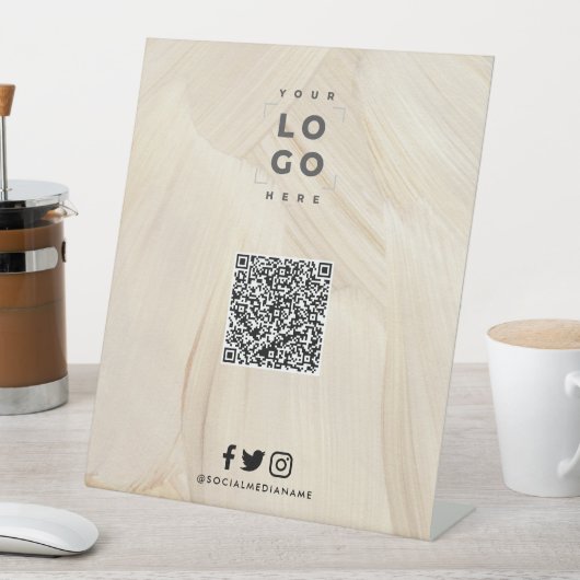 Signe De Table Peint Abstrait naturel élégant code QR marque (In SItu)