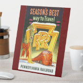 Signe De Table Pennsylvania Railroad, Season's Best Way To Travel (In SItu)