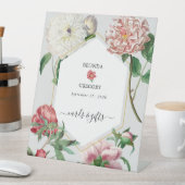 Signe De Table Peonies Blanches Rose Fleurs Cartes de Mariage Cad (In SItu)