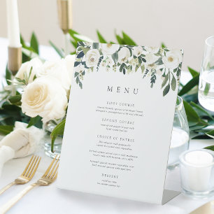 Signe De Table Peony blanc Menu Cadre Floral Aquarelle