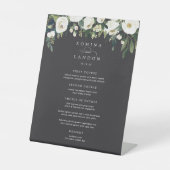 Signe De Table Peony blanc | Menu Mariage de cadre Floral Aquarel (Recto)