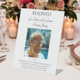 Signe De Table Père de Groom Photo Sauvez un siège Mariage Memori