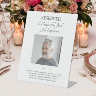 Signe De Table Père de la mariée Sauvez un siège Photo Mariage Me