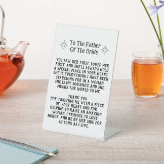 Signe De Table Père De La Peste De Mariée Mariage Keepsaké Cadeau