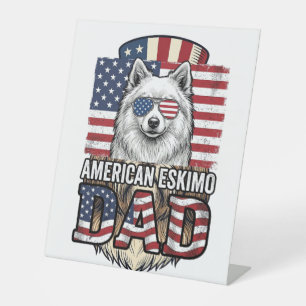 Signe De Table Père Esquimau Américain Patriotique Vintage Chien