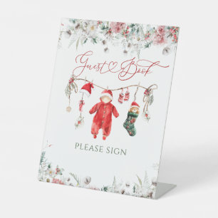 Signe De Table Père Noël Baby Christmas Baby shower Livre d'invit