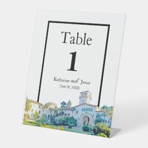 Signe De Table Père Noël Barbara Courthouse Watercolor Numéro de