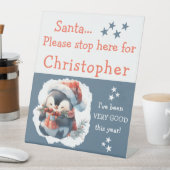 Signe De Table Père Noël s'arrêter ici ajouter nom mignon pingoui (In SItu)