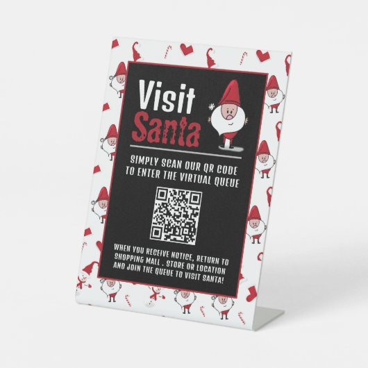 Signe De Table Père Noël & Snowman, Visit Père Noël, QR Code Queu (Recto)