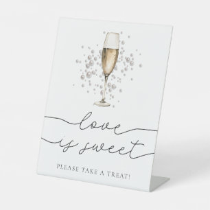 Signe De Table Perles d'Or et Champagne Prosecco L'amour est doux