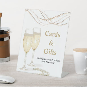 Signe De Table Perles d'or et Fête des mariées de poursuites Cart