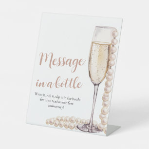 Signe De Table Perles et Prosecco Message dans une bouteille panc