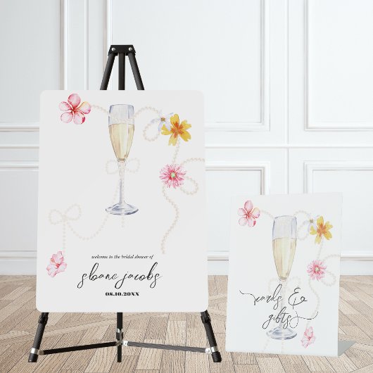 Signe De Table Perles, Pétales + Prosecco | Cartes de vœux et Cad