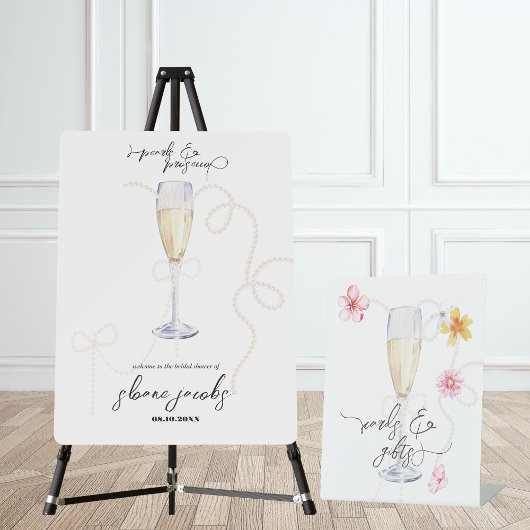 Signe De Table Perles, Pétales + Prosecco | Cartes de vœux et Cad