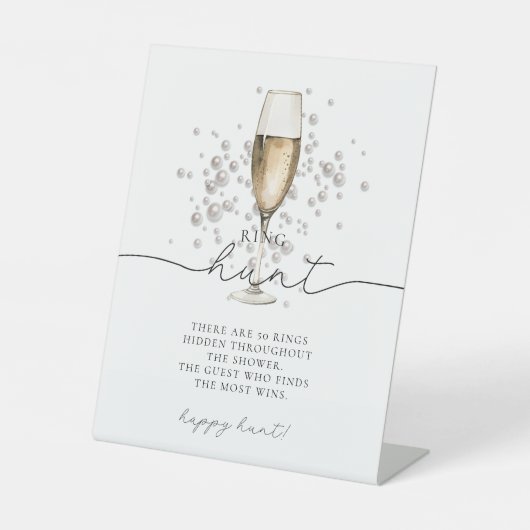 Signe De Table Perles & Prosecco Ring Fête des mariées Jeu (Recto)